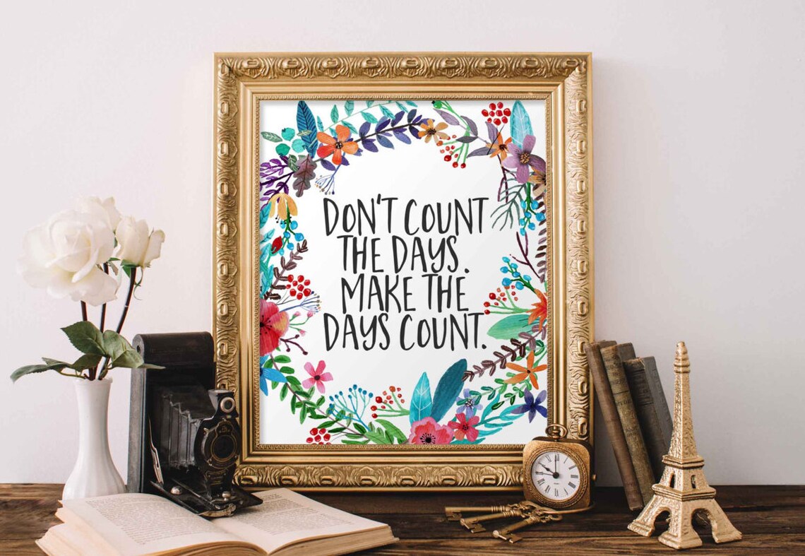 Motivational Floral Typography Art Print, Office Decor