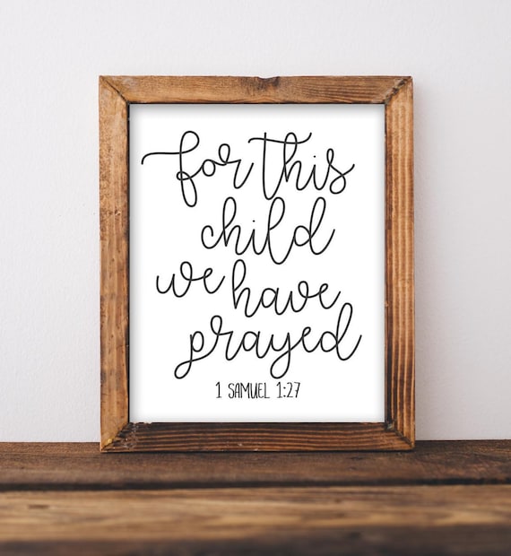 Wall Art Bible Scripture Decor Baby Girl Boy Nursery For This Child We Have Prayed Verse Sign