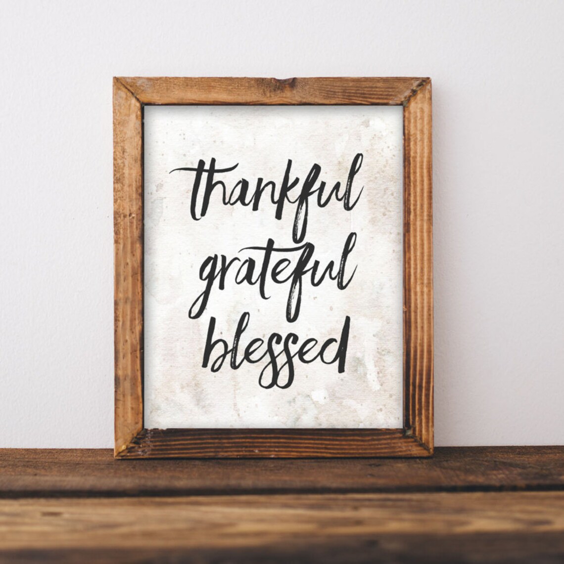 Fall Thankful Grateful Blessed Floral Art Print