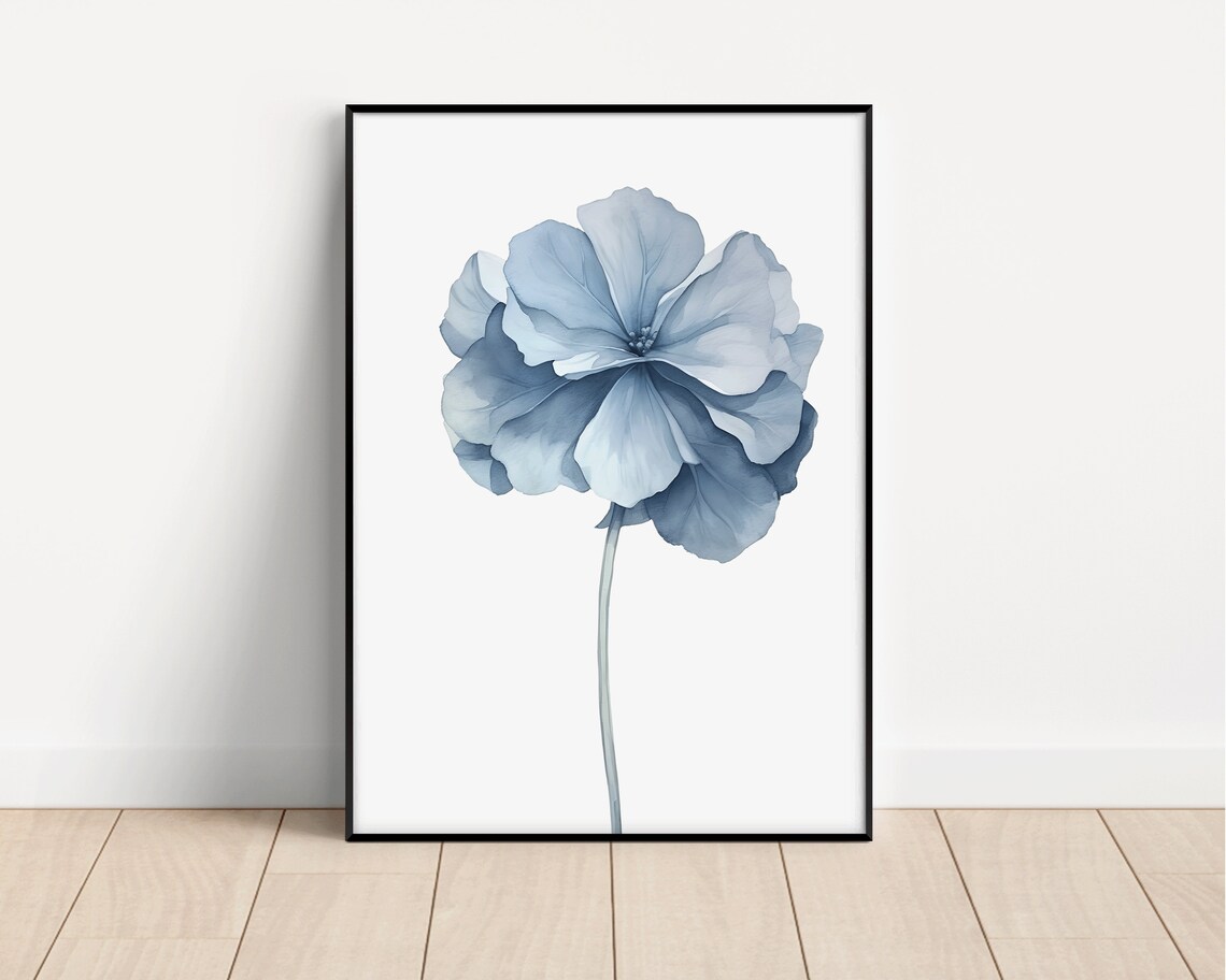 Watercolor Hydrangea Art Print, Modern Coastal - Image 3