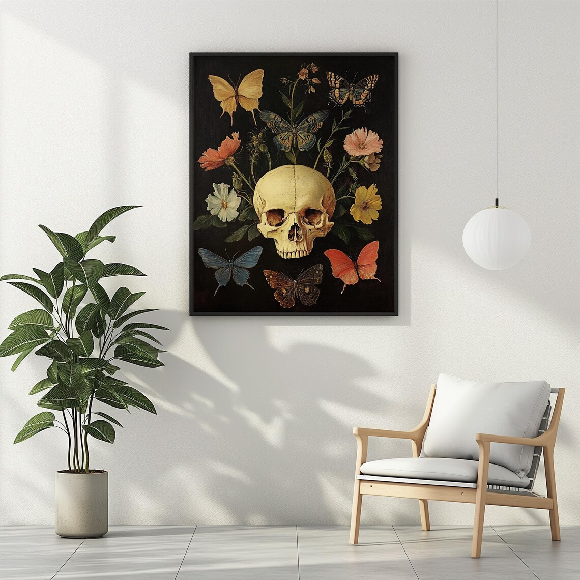 Skull Butterfly Wildflower Dark Academia Art Print - Image 2