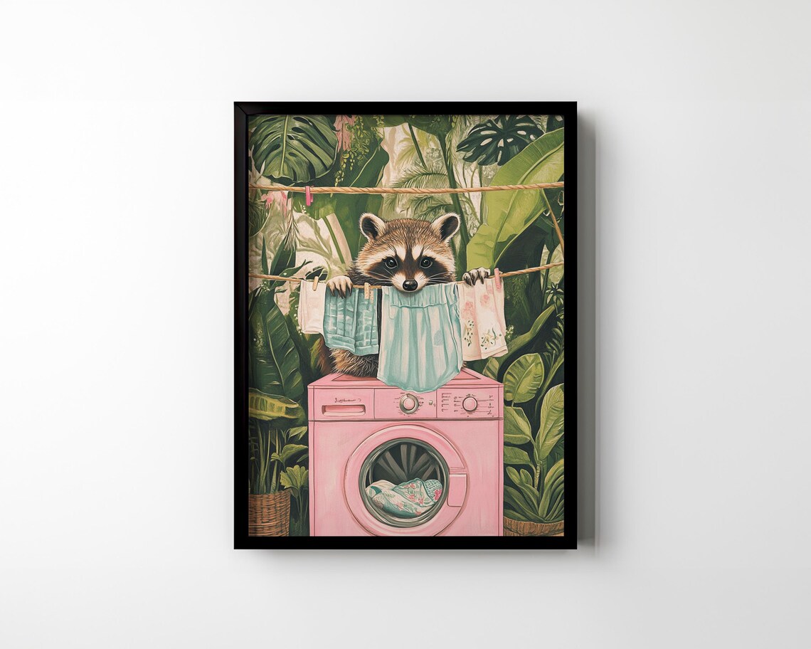 Raccoon Funny Laundry Room Wall Art Print - Image 2