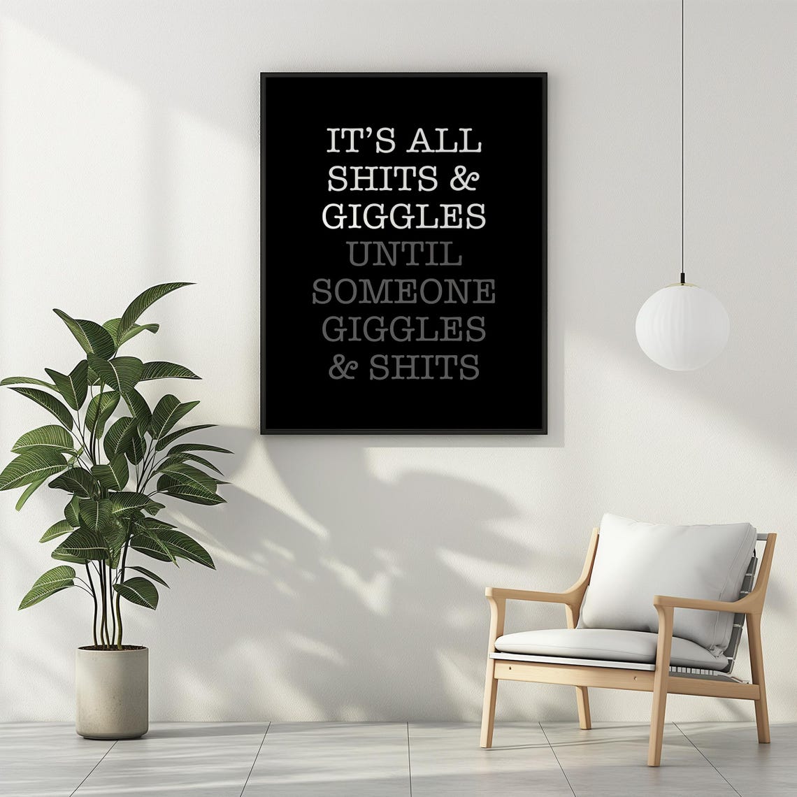 All Shits and Giggles Funny Bathroom Wall Humor Quote Poster - Image 3