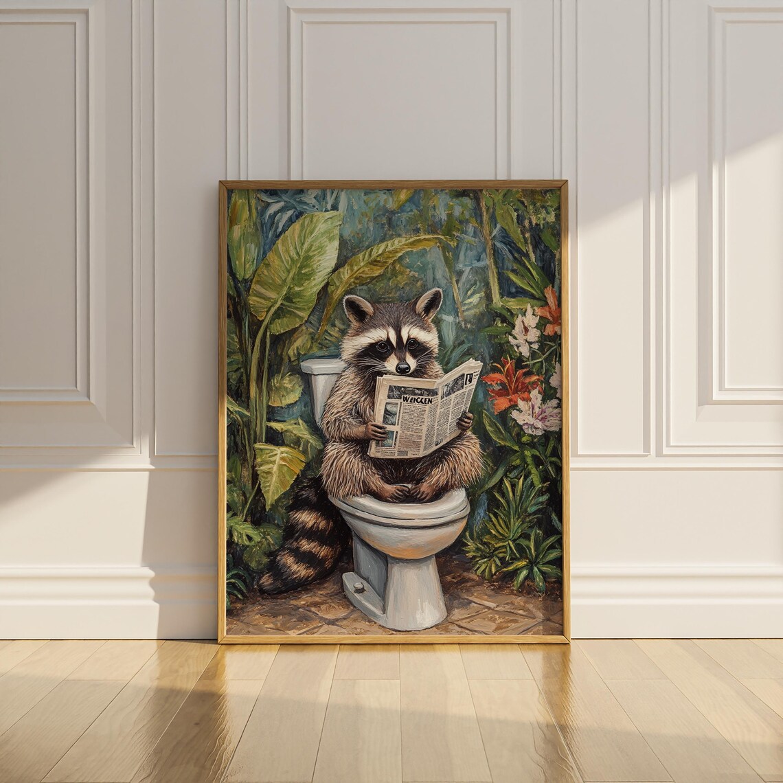 Raccoon Bathroom Wall Decor, Funny Animal Art Print - Image 3