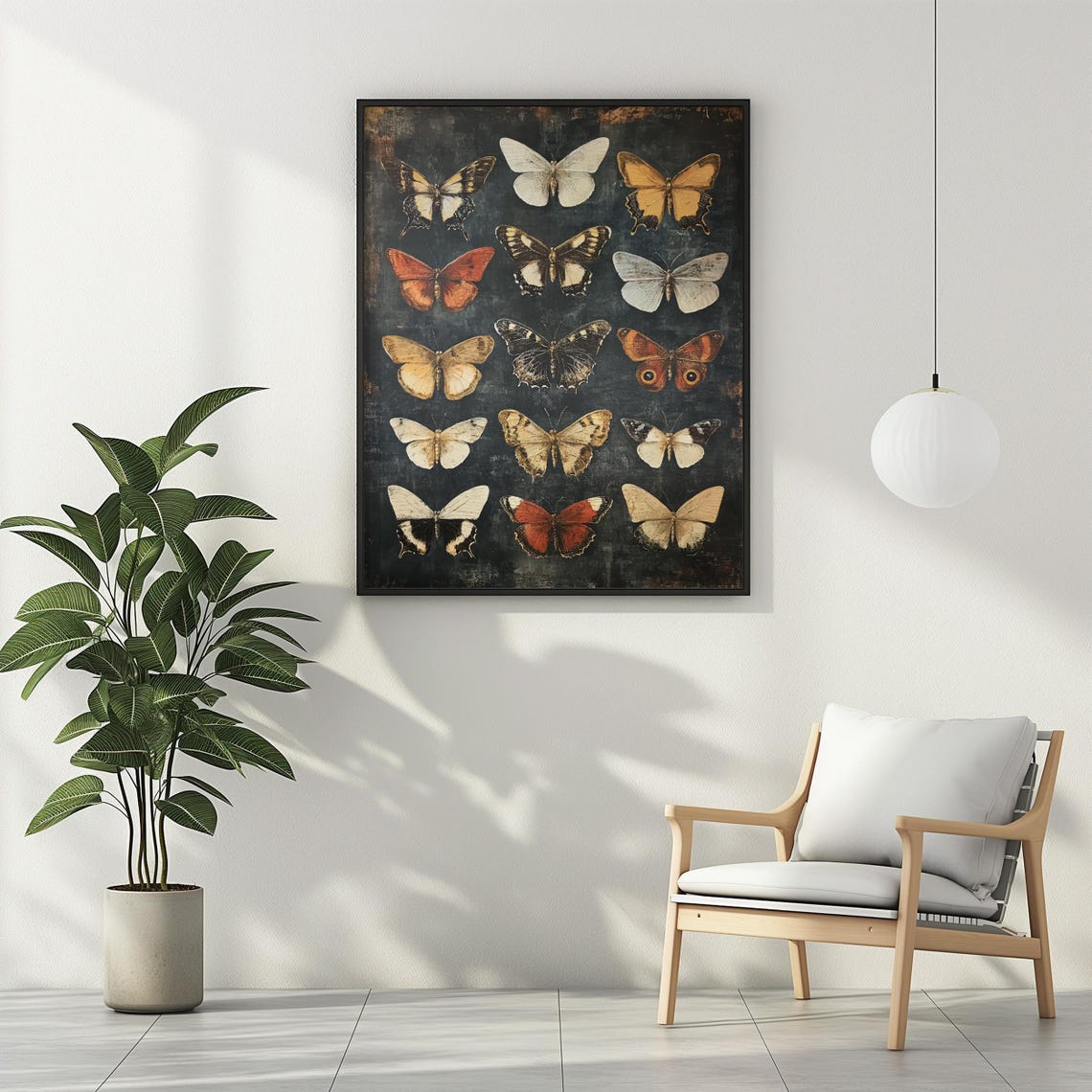 Fifteen Butterfly Specimen Grid Moody Gothic Dark Academia Poster - Image 3
