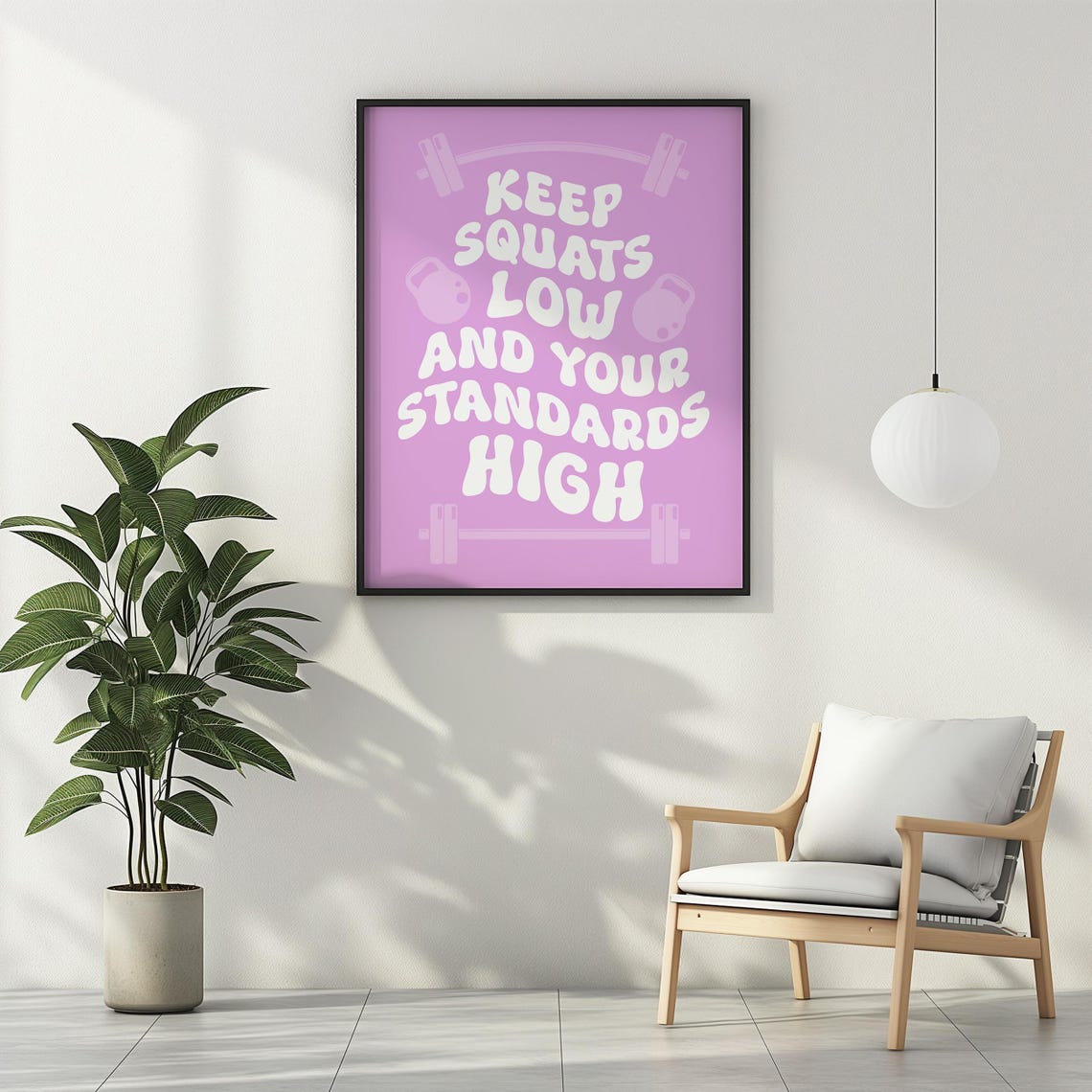 Keep Squats Low and Your Standards High Pink Kettlebell Poster - Image 3