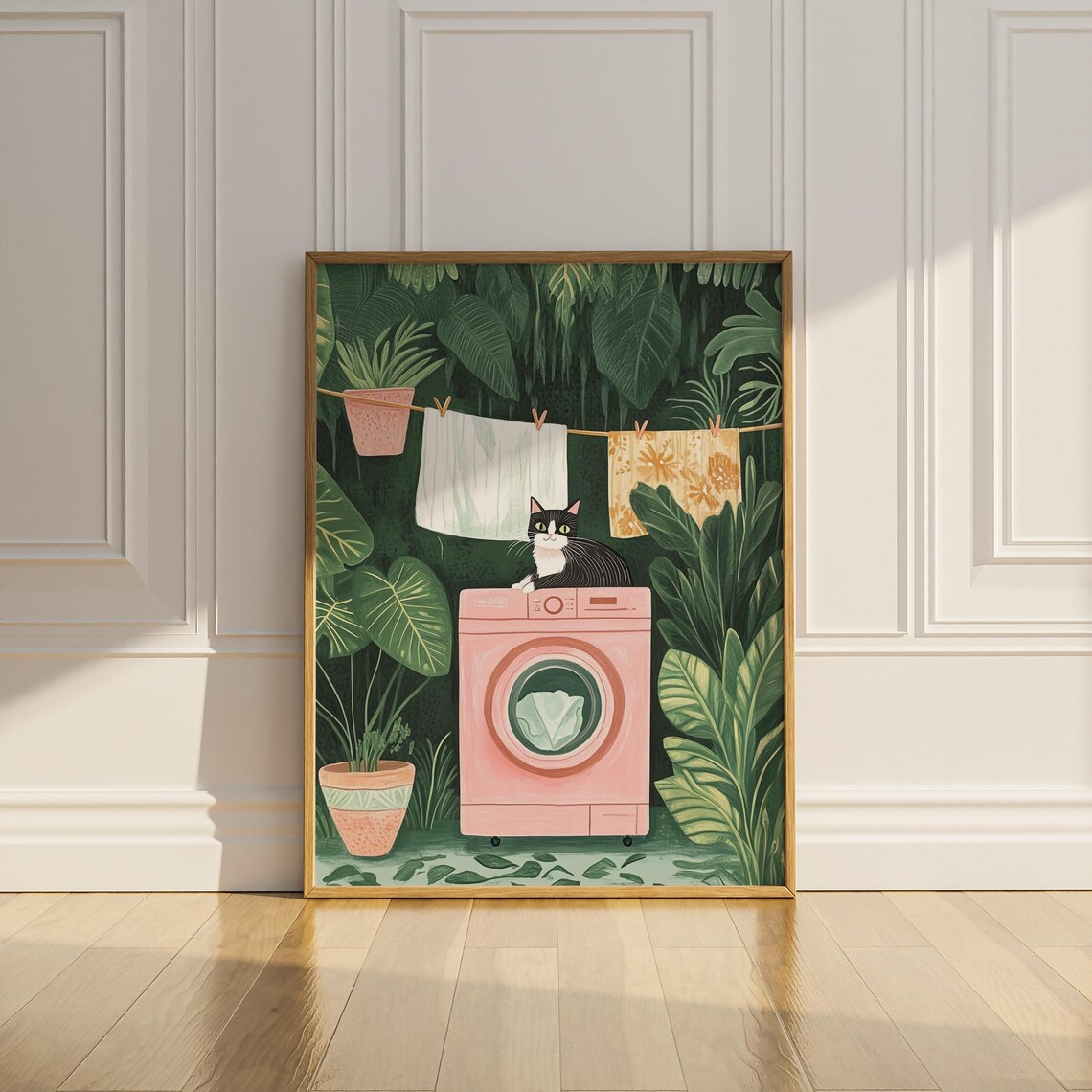 Funny Black Cat Laundry Room Poster, Vintage Botanical - Image 3
