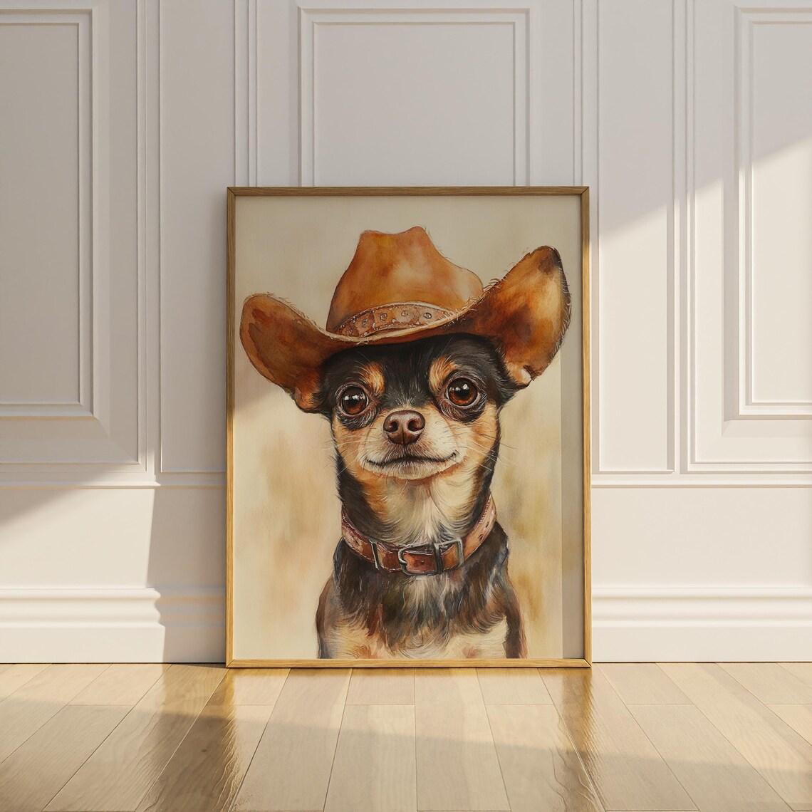 Chihuahua Cowboy Hat Poster, Western Dog Wall Art - Image 3