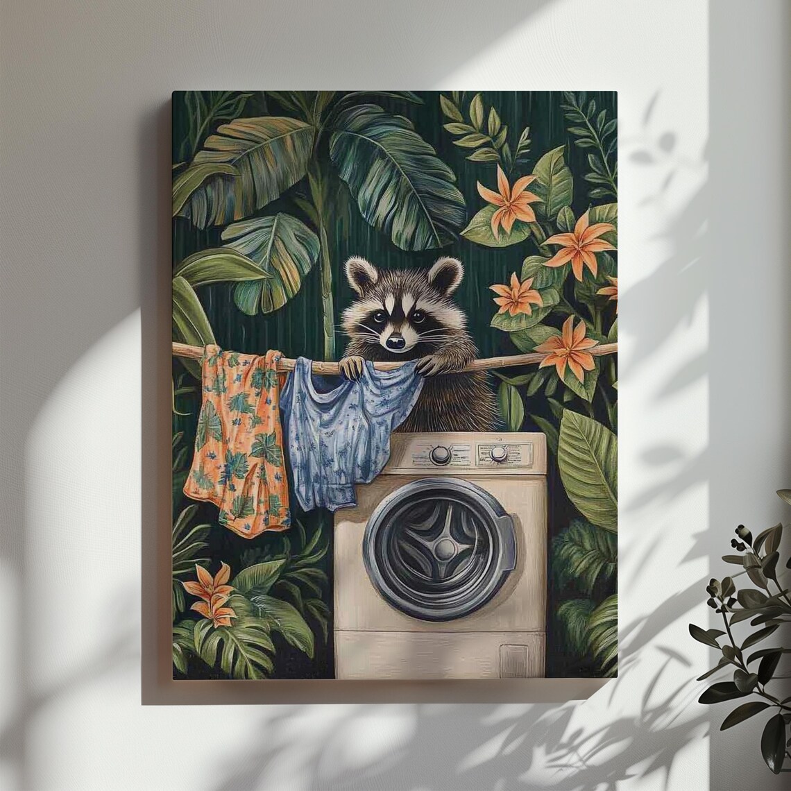 Raccoon Laundry Room Wall Decor, Botanical Humor Print - Image 2