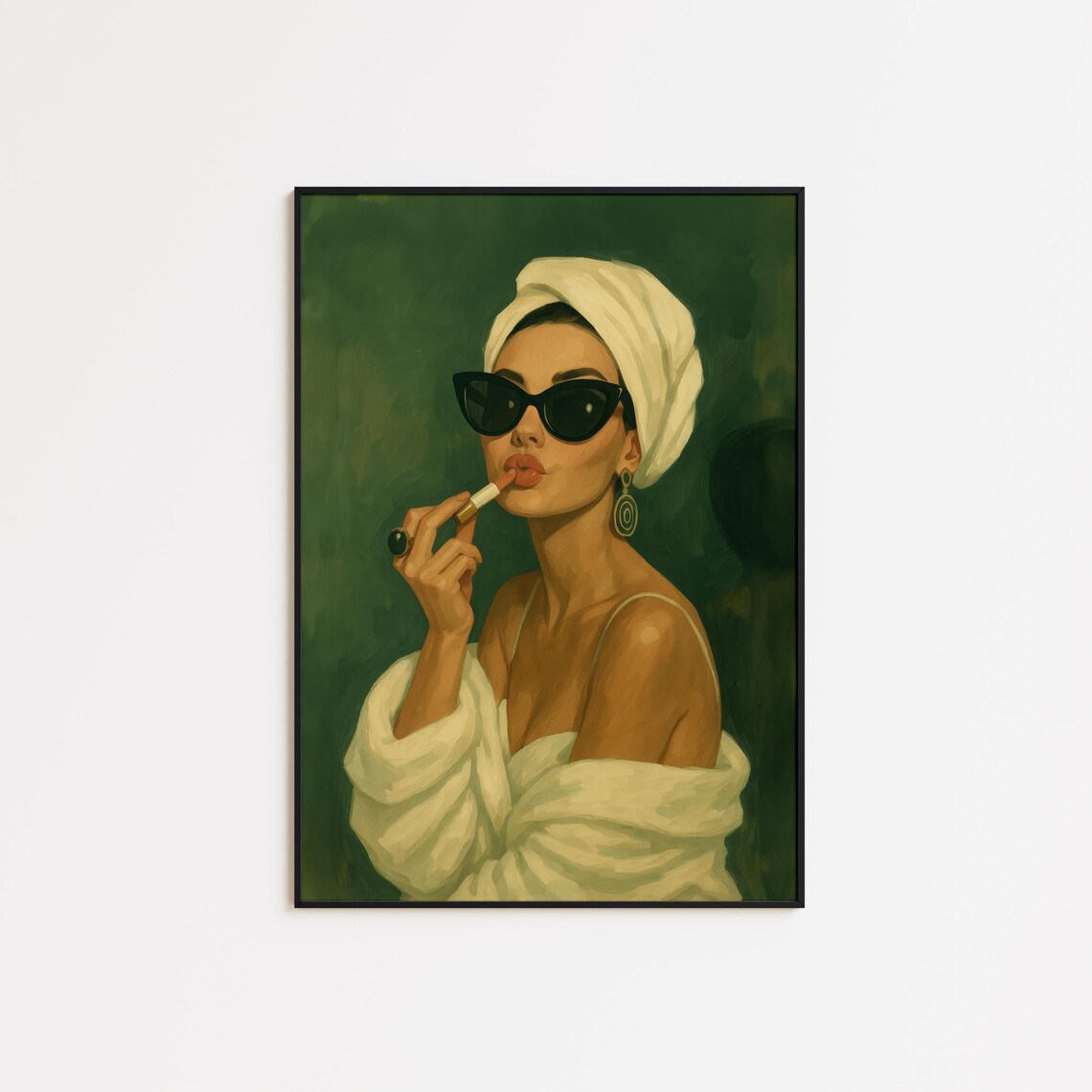 Lipstick Glam Woman Sunglasses Turban Retro Vanity Beauty Poster
