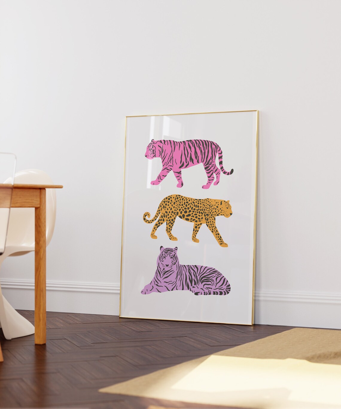 Colorful Cheetahs Leopards Art Print, Preppy Room Decor