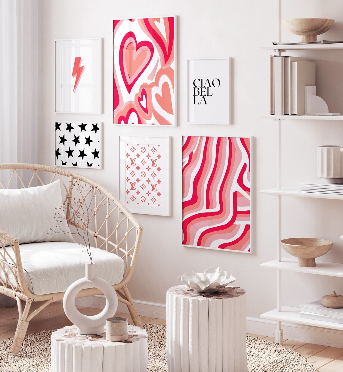 Red Preppy Wall Art Pack Of 6 Print Poster Room Decor Collage