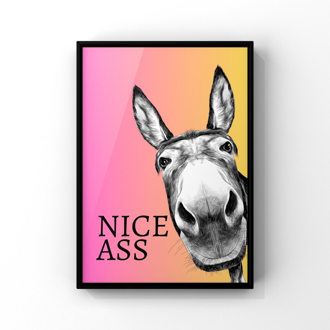 Nice Ass Donkey Funny Gradient Background Cheeky Animal Humor Poster