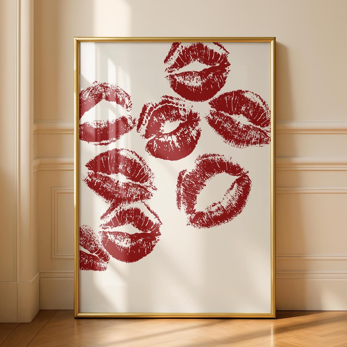 Kiss Print Lips Preppy Art Print, Pink Preppy Decor