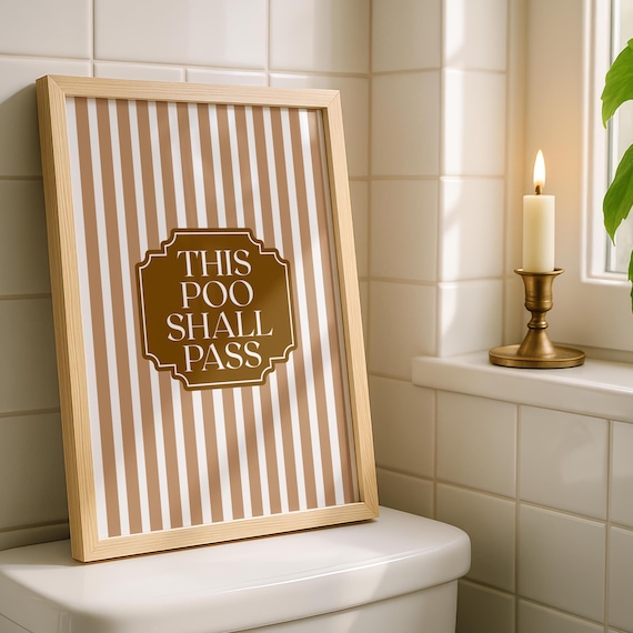 This Poo Shall Pass Funny Striped Brown Bathroom Humor Poster