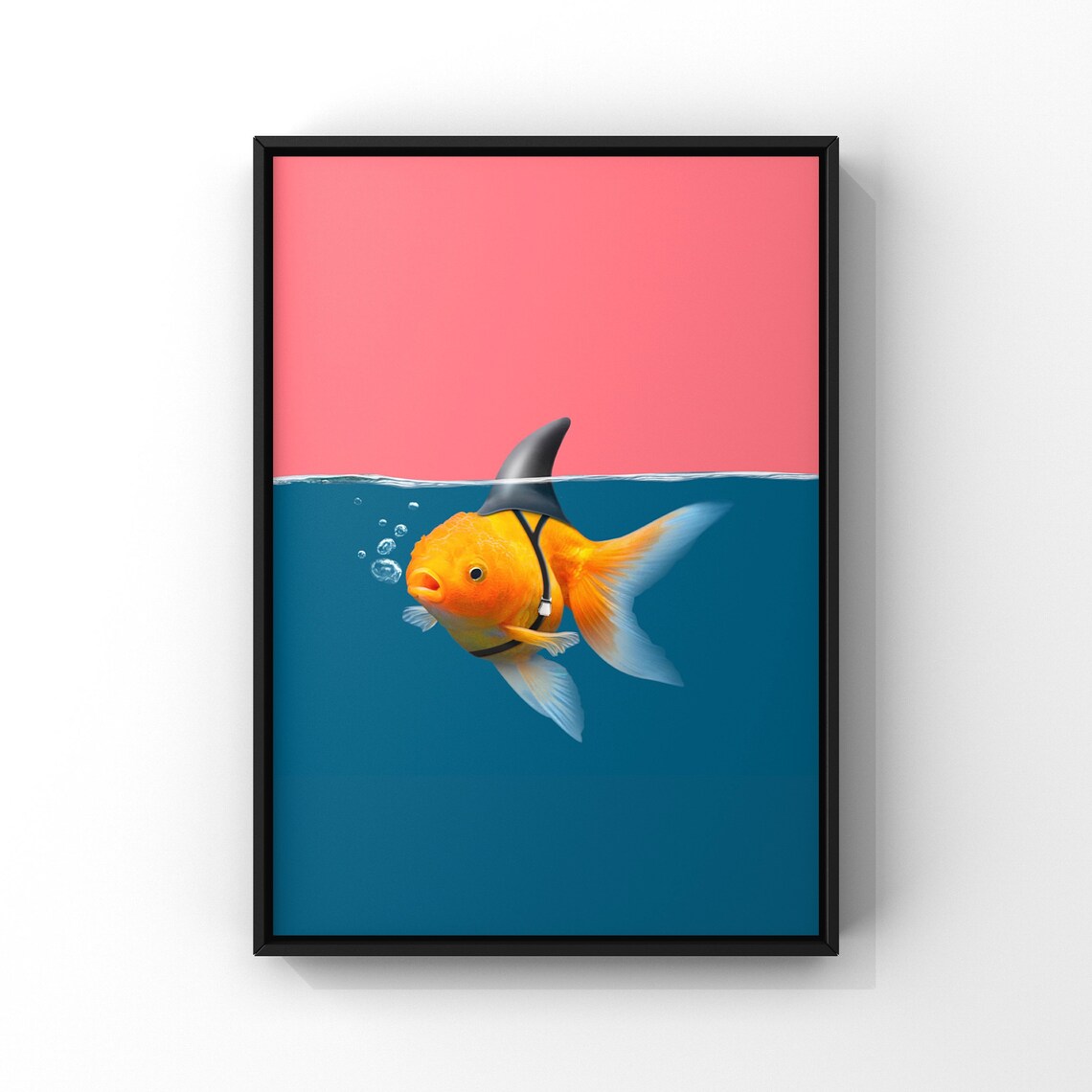 Goldfish Shark Bathroom Decor Funny Bathroom Poster Print - Image 2