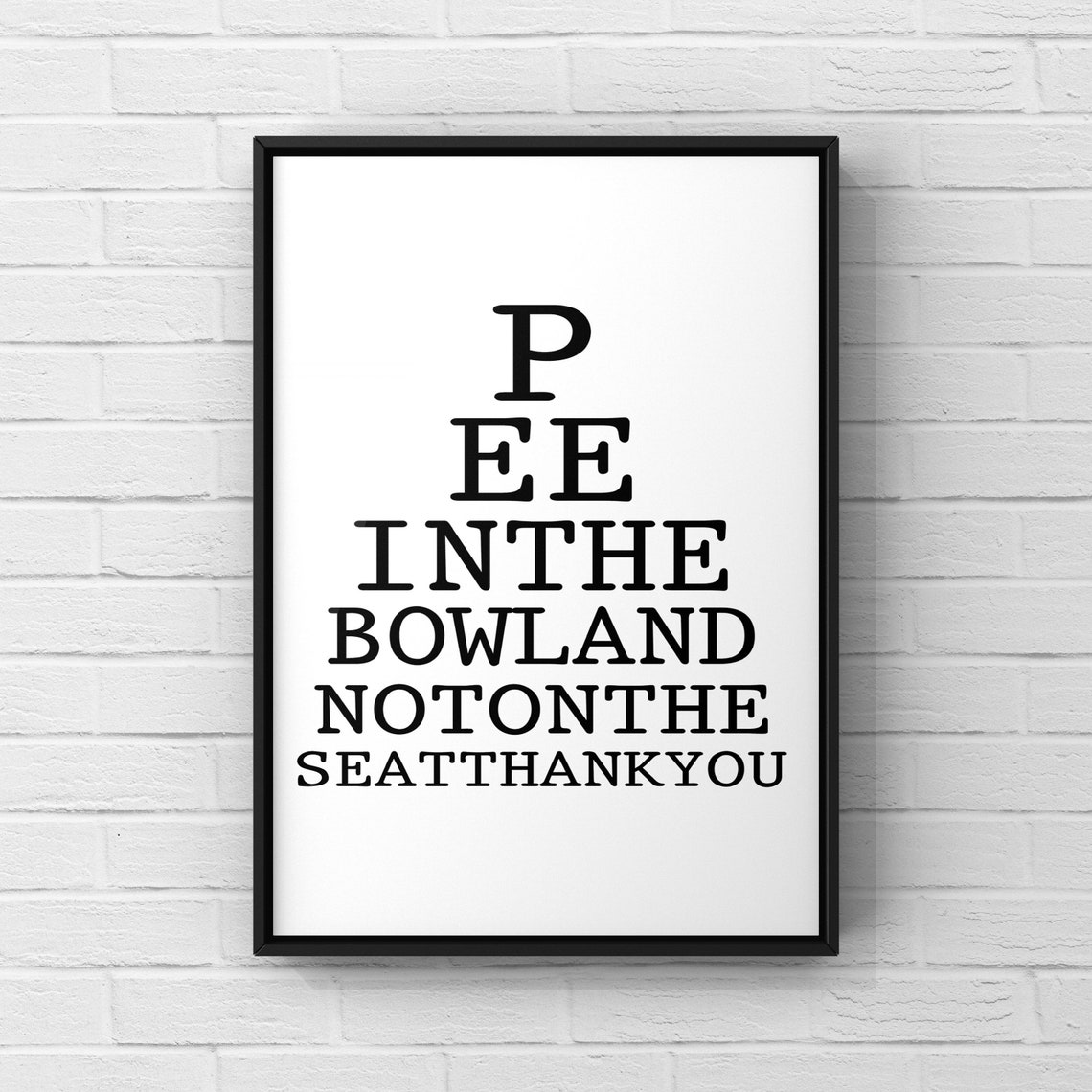 Pee In The Bowl Eye Chart Funny Bathroom Rules Typography Poster
