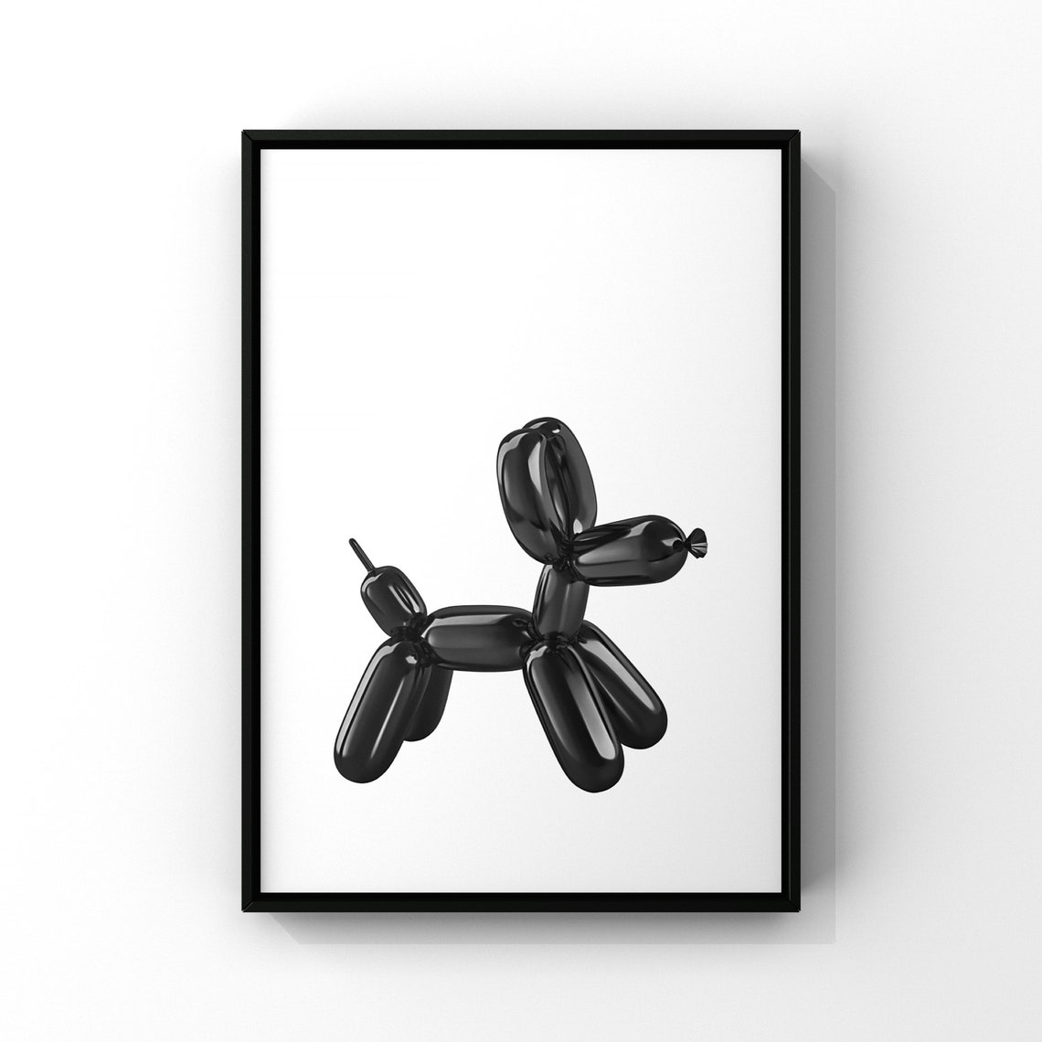 Black Balloon Dog Minimalist Modern Sculpture Art Photo Poster