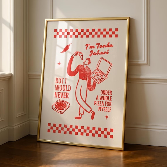 Pizza Art Tanka Jahari Fun Kitchen Decor Dining Prints Cafe Poster Colorful Wall