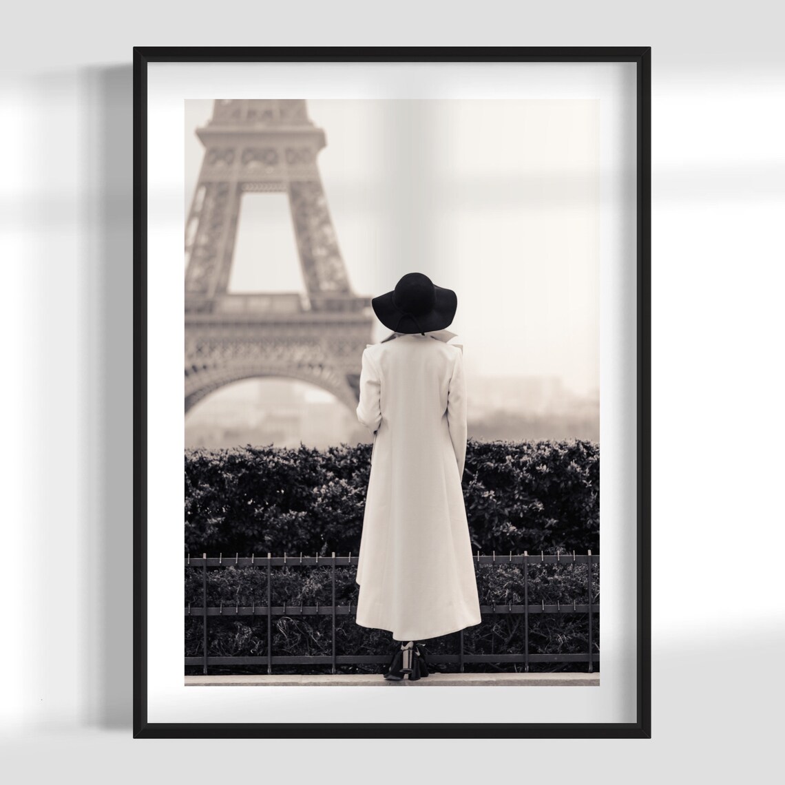 Eiffel Tower Woman In Hat Paris Travel Photography Wall Poster