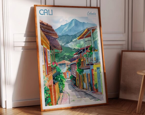 Cali Watercolor Poster World Cities Wall Art South America Travel City Colombia Pastel Colors