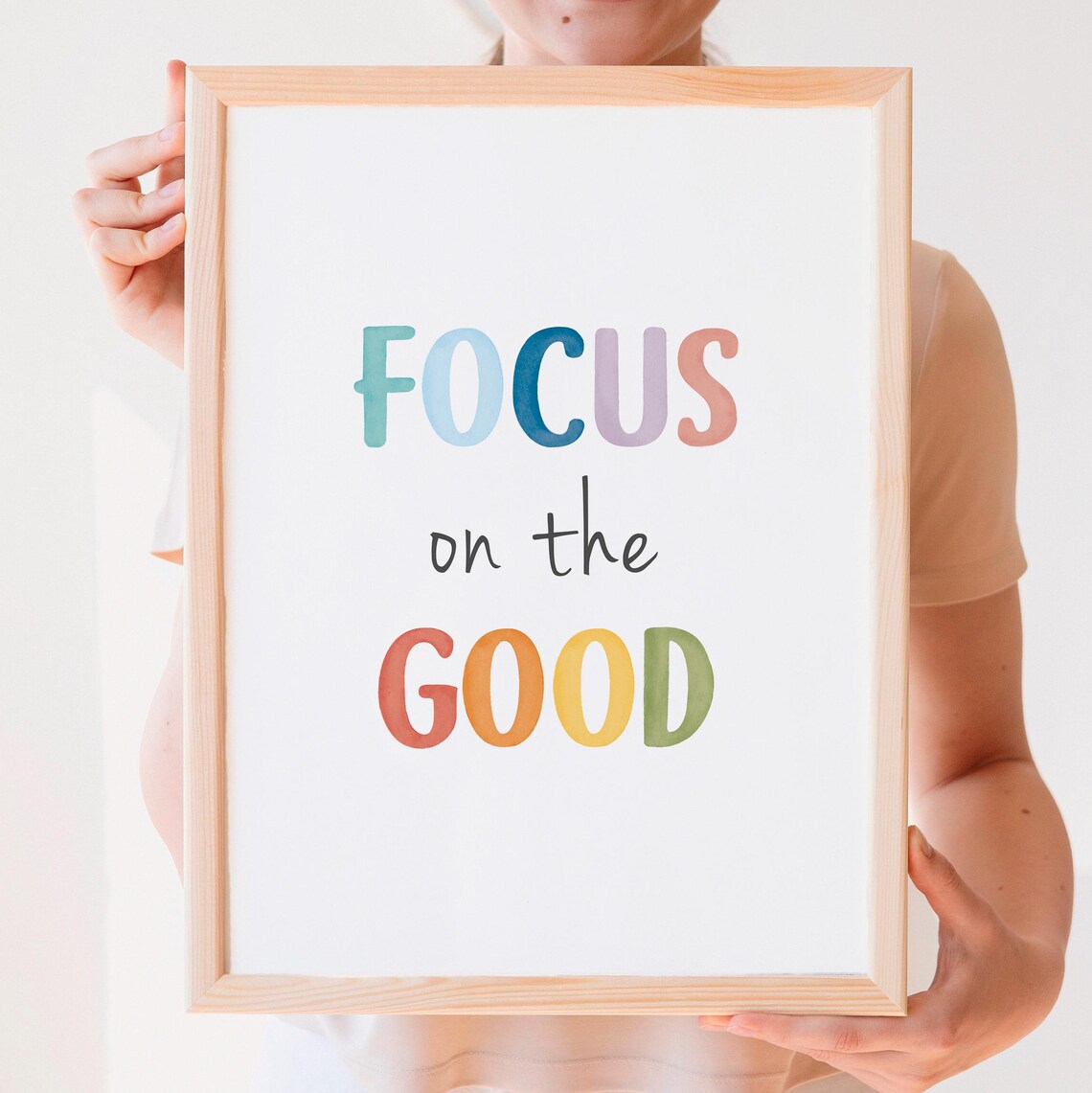 Focus On The Good Watercolor Positivity Quote Mindful Home Poster - Image 2