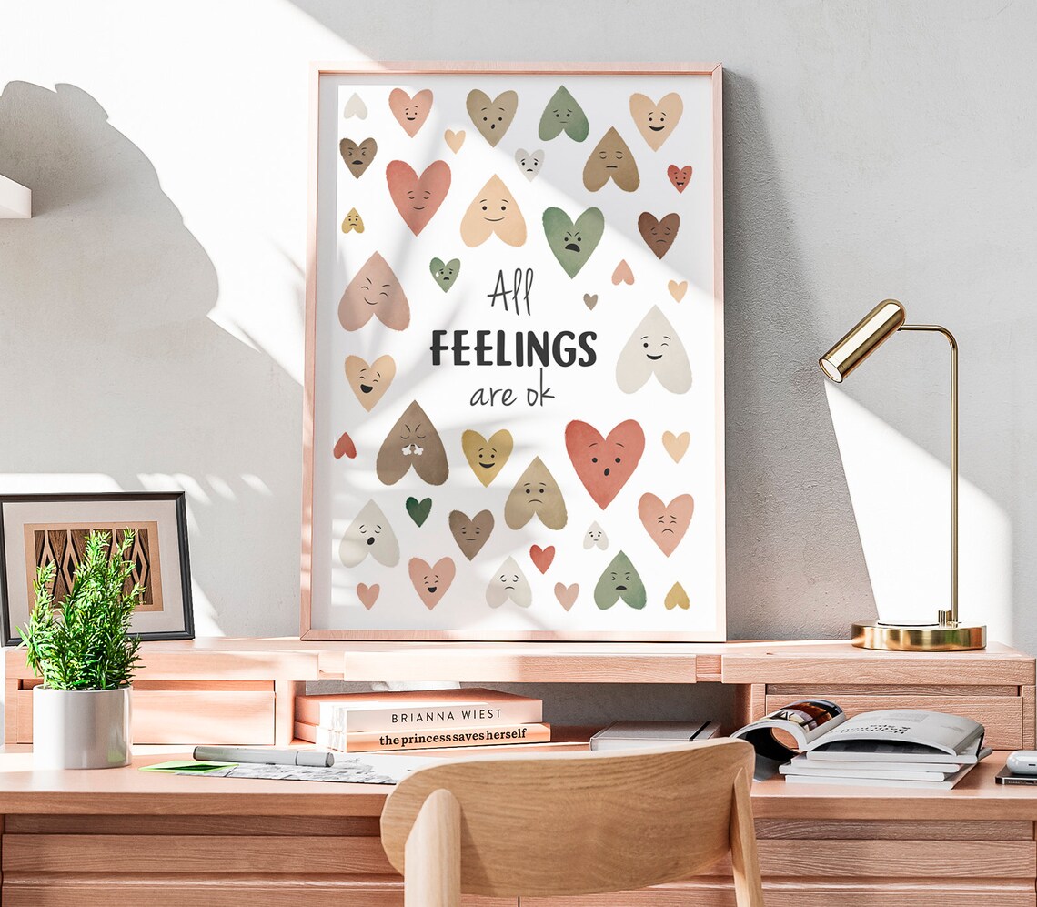 Feelings Chart Therapy Office Decor Poster, Boho - Image 6