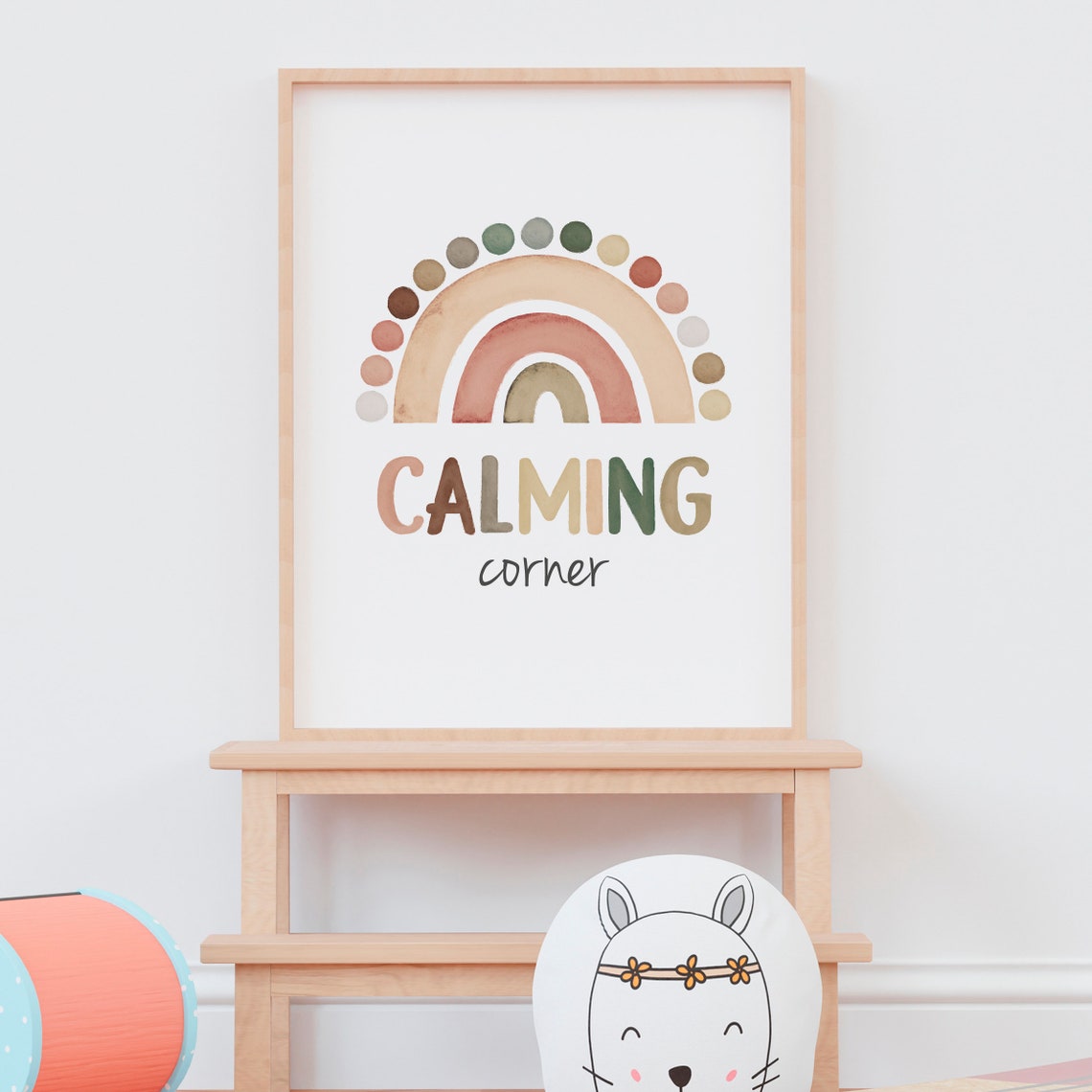 Calming Corner Neutral Earth Tone Rainbow Watercolor Classroom Poster - Image 7