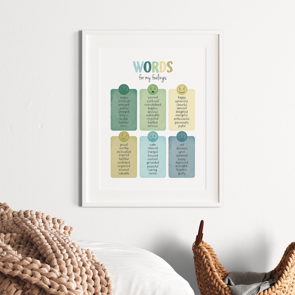 Words For My Feelings Poster Emotions Vocabulary Chart Kids Learning - Image 4