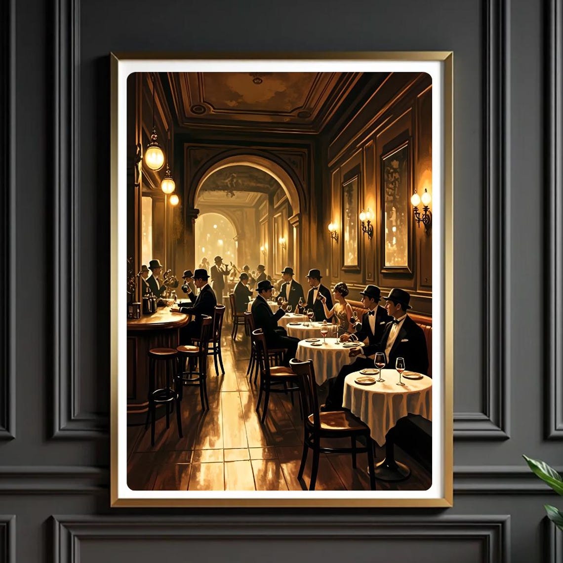 1920s Restaurant Golden Speakeasy Elegant Dining Vintage Poster