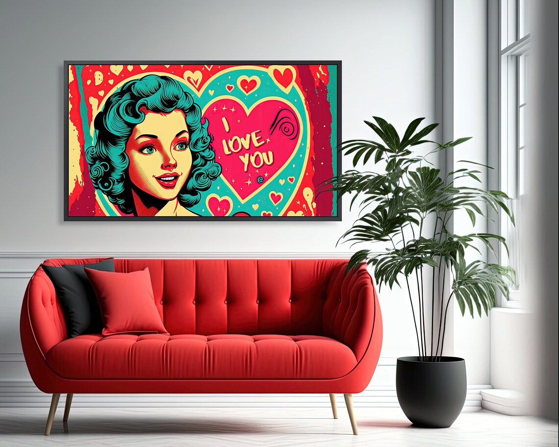Vintage Pop Art Pin Up Girl I Love You Heart Retro Wall Art Poster - Image 3