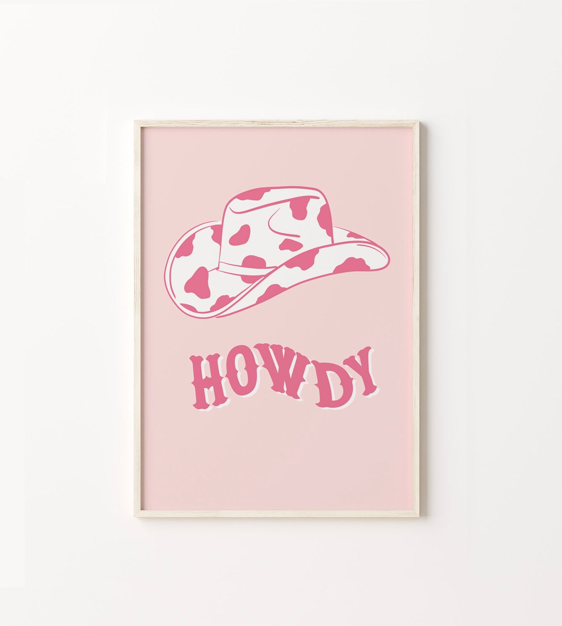 Pink Western Hat Art Print, Texas Girly Cowboy Decor