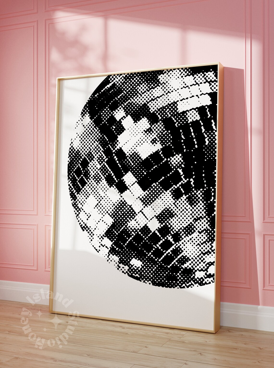 Mirror Ball Funky Disco Poster, Retro Bar Cart Art