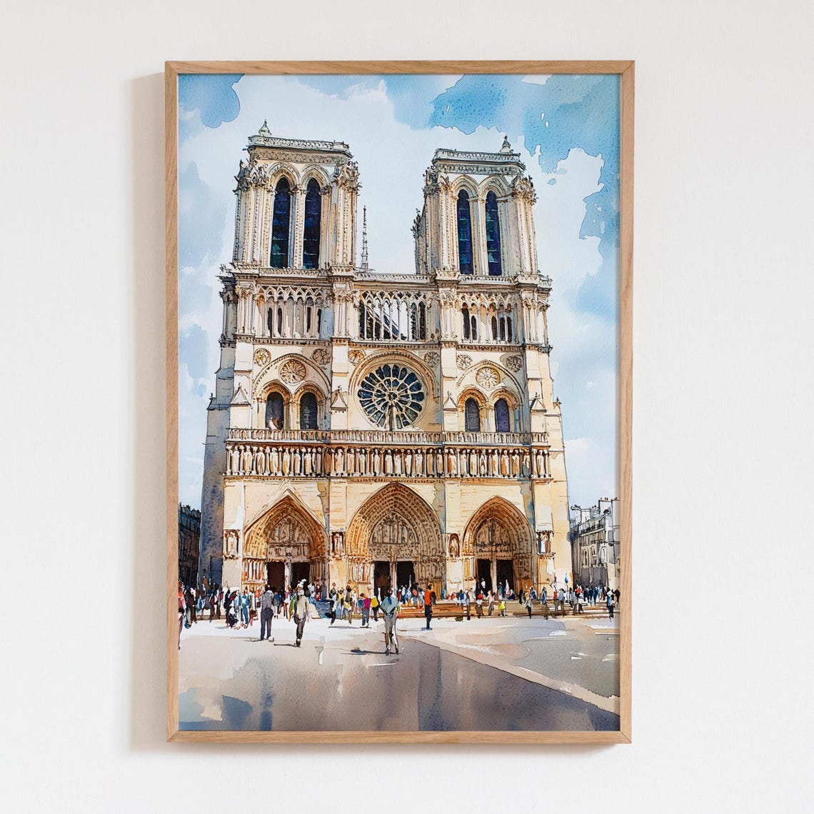 Notre Dame Cathedral Paris Watercolor Landmark Painting Poster