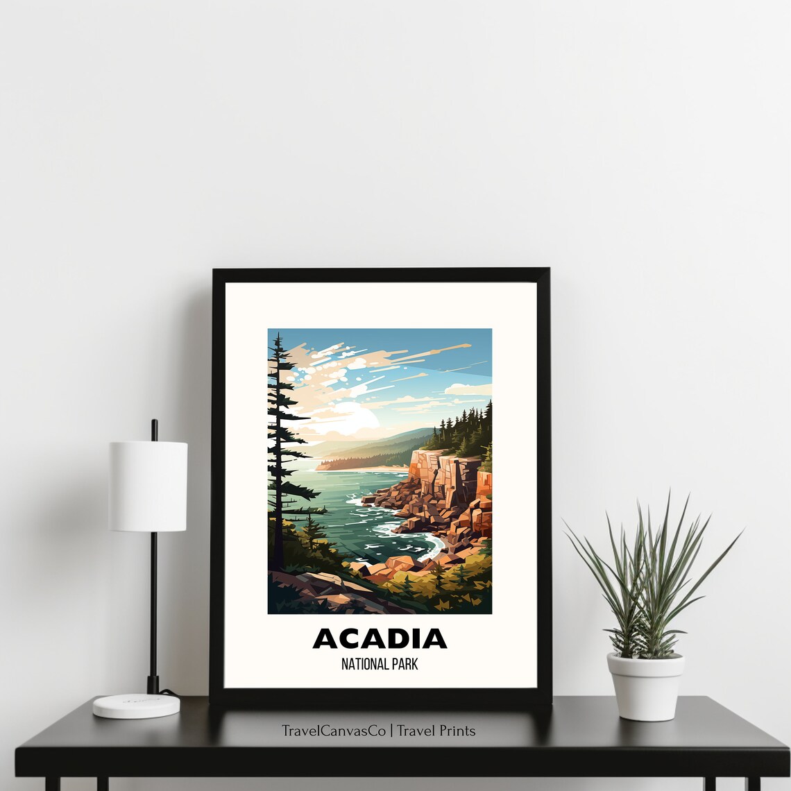 Acadia National Park Rocky Coastline Sunrise Maine Travel Poster - Image 3