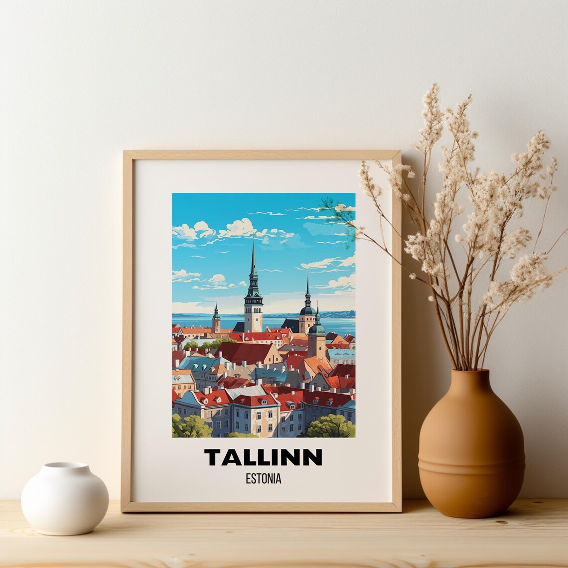 Tallinn Estonia Medieval Old Town Spires Baltic Sea View Travel Poster - Image 2