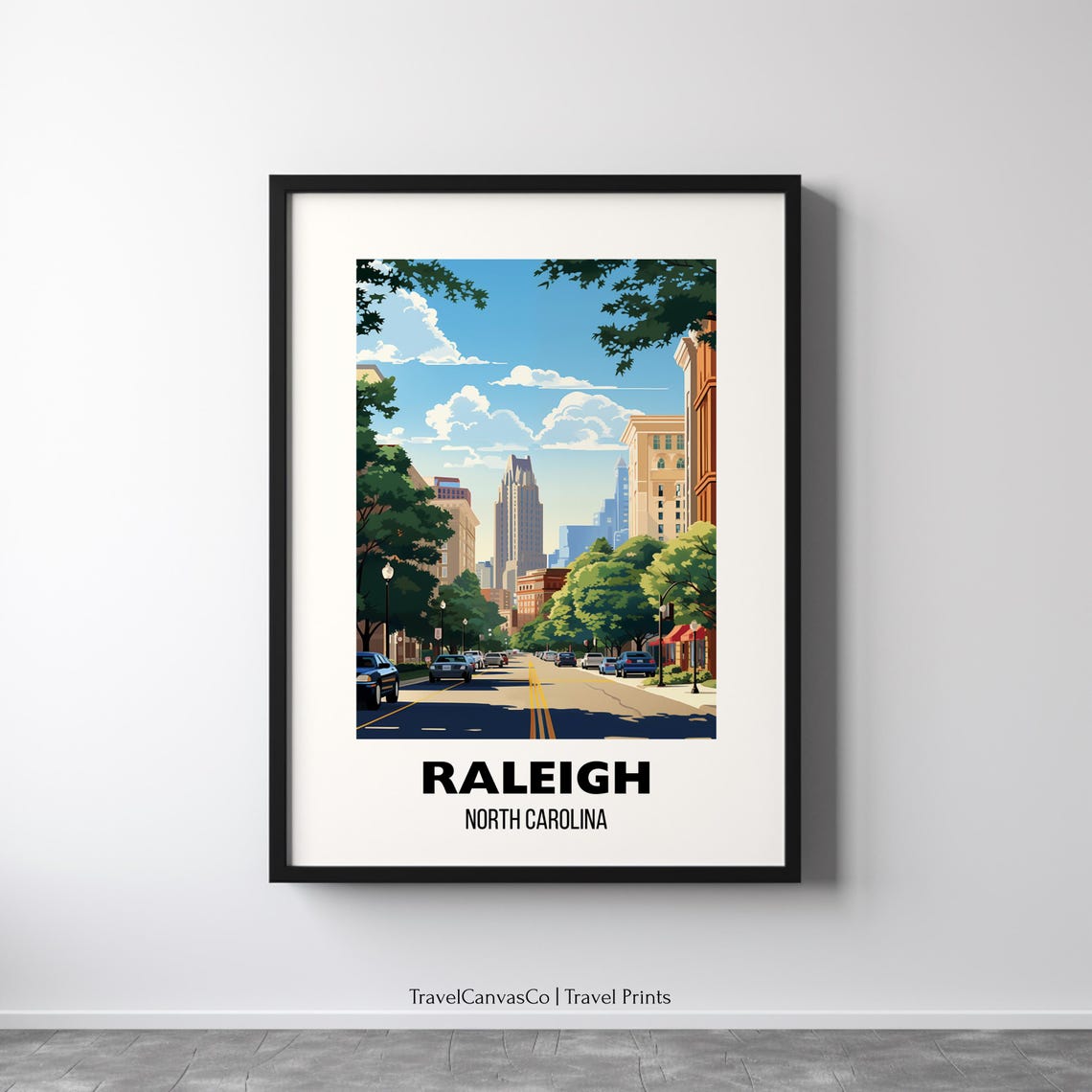 Raleigh North Carolina Travel Print Wall Art Raleigh Nc City Poster Raleigh United States Travel Art Gift Art