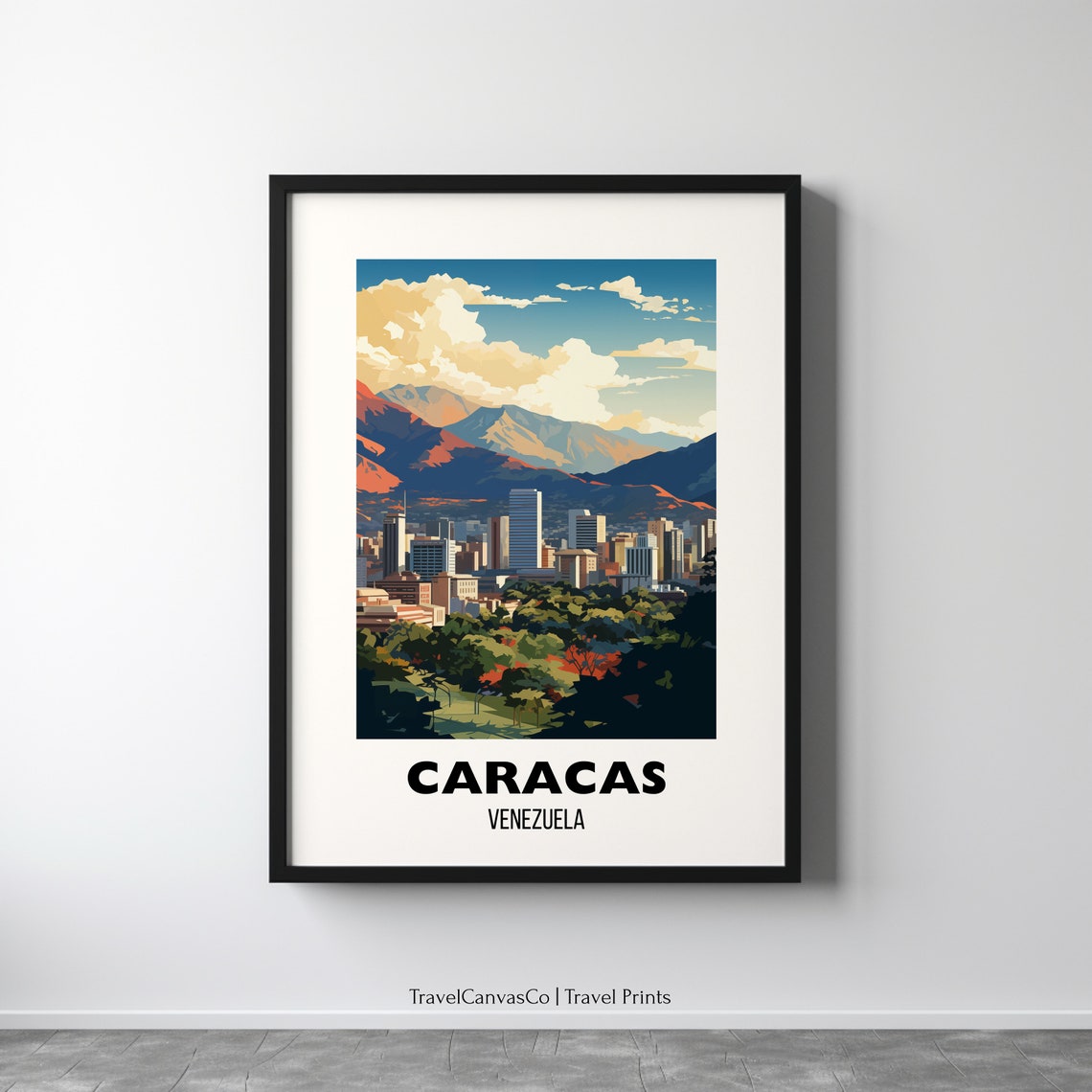 Caracas Venezuela Skyline With Avila Mountains Travel Poster