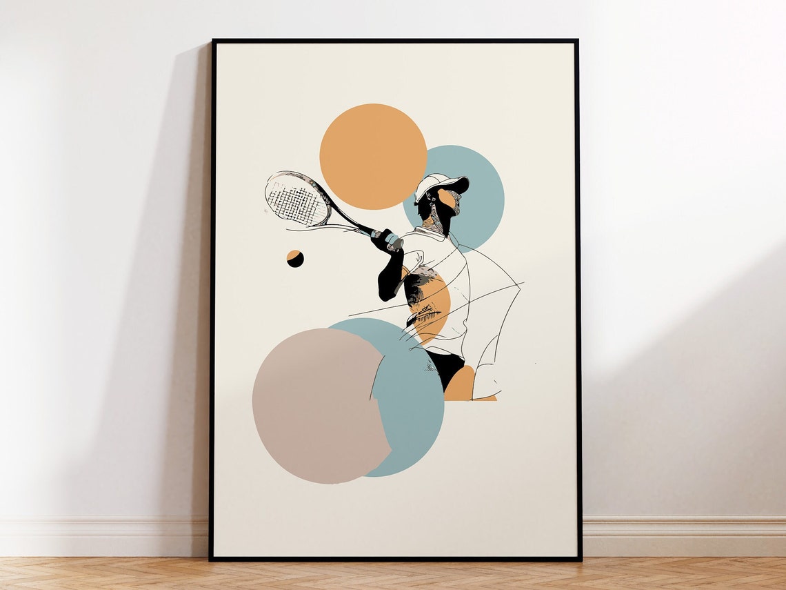 Man With A Racket Print For Tennis Player Home Decor Tennis Wall Art Poster For Sports Enthusiast Scandinavian Interior Tennis Club Poster