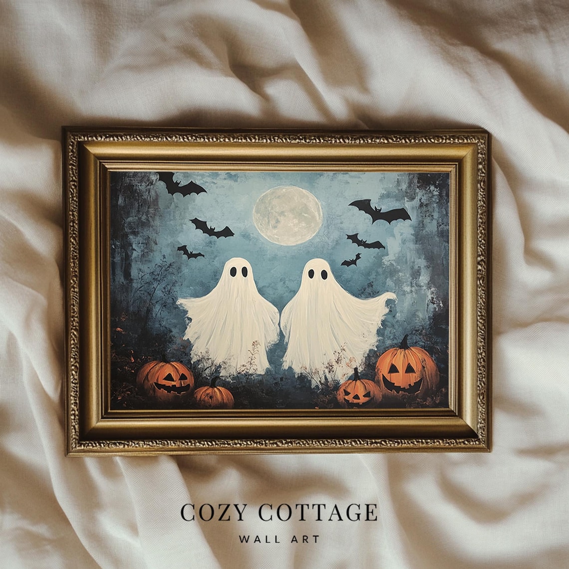 Old Fashioned Spooky Ghosts Painting, Vintage Style Art Print - Image 3