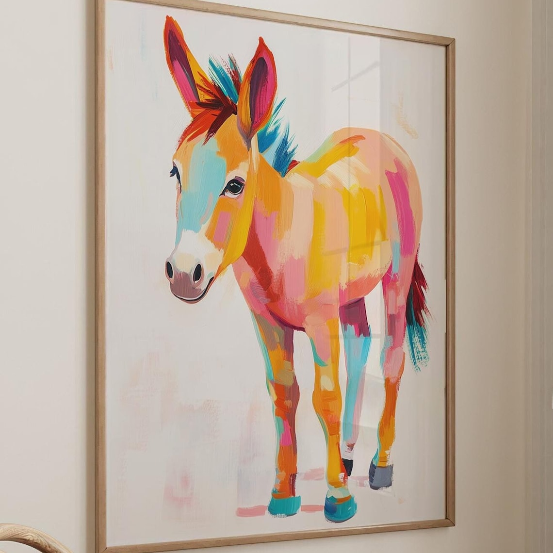 Colorful Donkey Modern Pop Art Wildlife Portrait Animal Poster