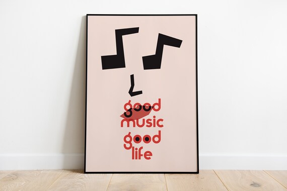 Good Music Good Life Bold Notes Minimalist Pink Music Lover Poster