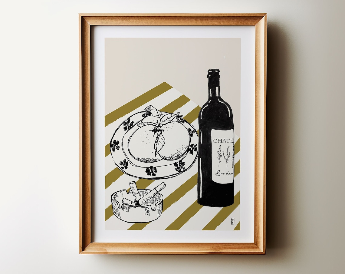 Aprs Lunch Line Art Print, Pascale Berkowitz Kitchen