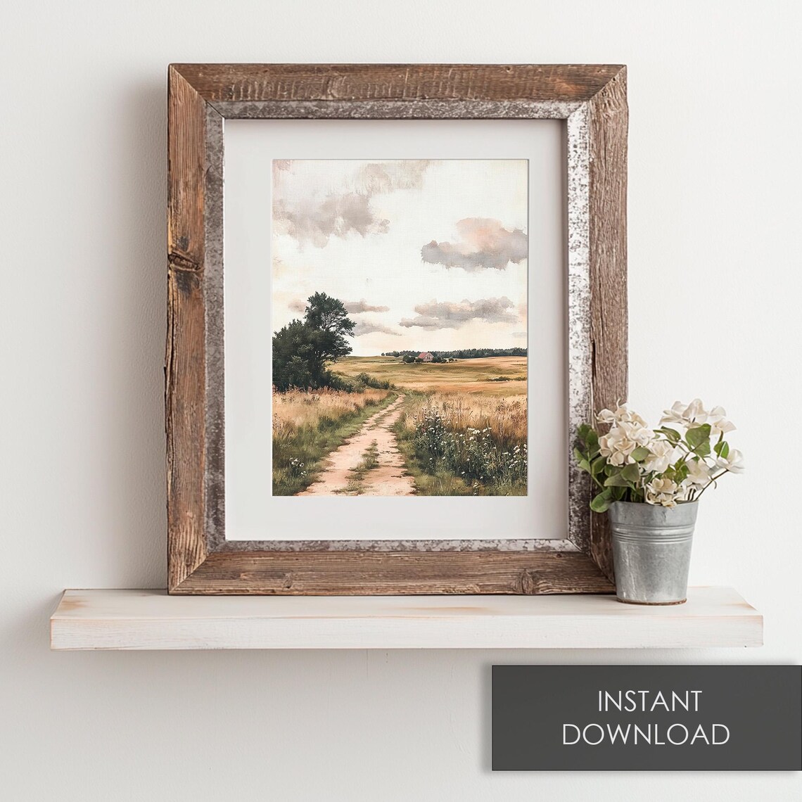 Country Dirt Road Meadow Barn Farmhouse Autumn Countryside Walk Poster - Image 6