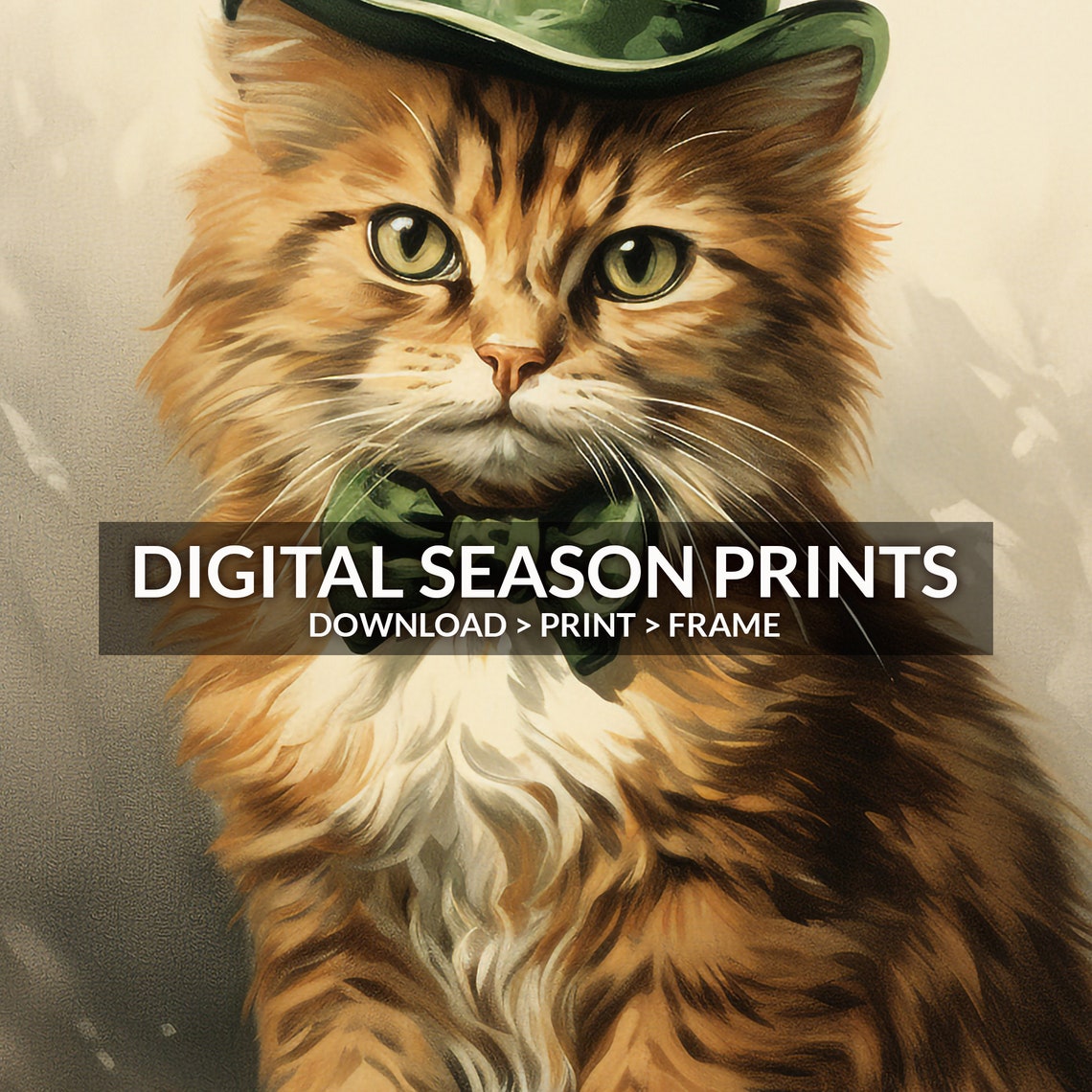 Saint Patricks Day Cat Green Top Hat and Bow Tie Irish Poster - Image 6