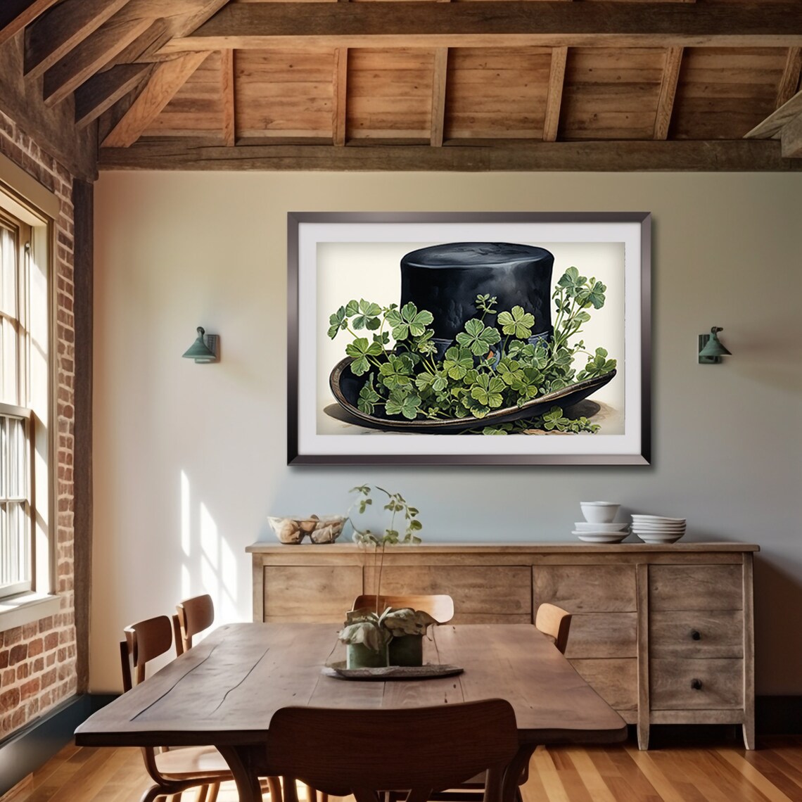 St Patrick's Day Rustic Clover Wall Art Art Print - Image 5
