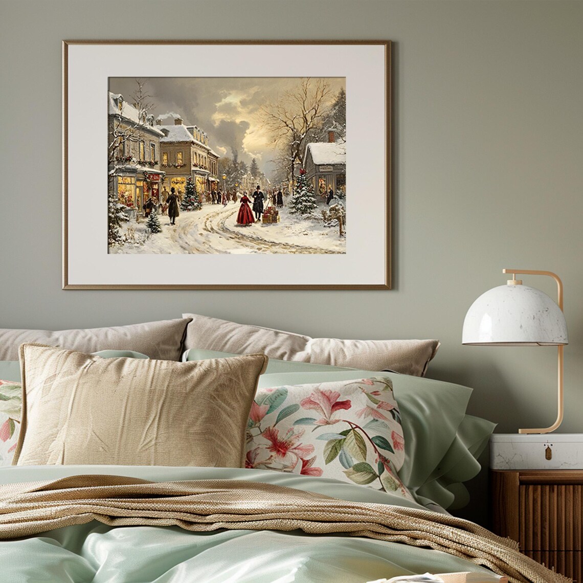 Victorian Christmas Town Snowy Street With Festive Shops Poster - Image 3