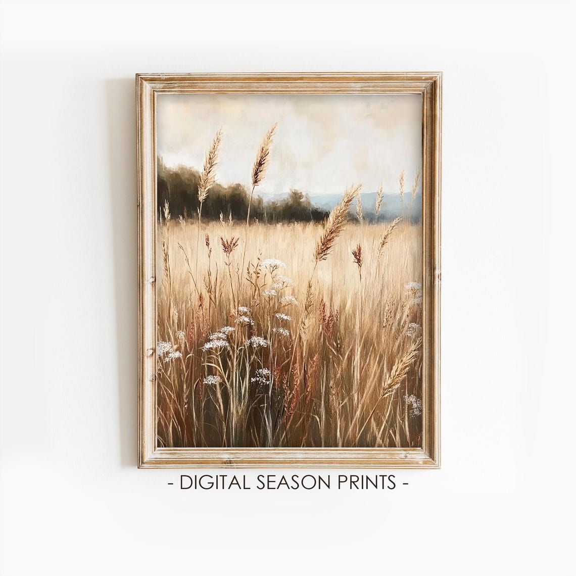 Golden Wheat Field Wildflowers Tall Grass Rustic Country Meadow Poster