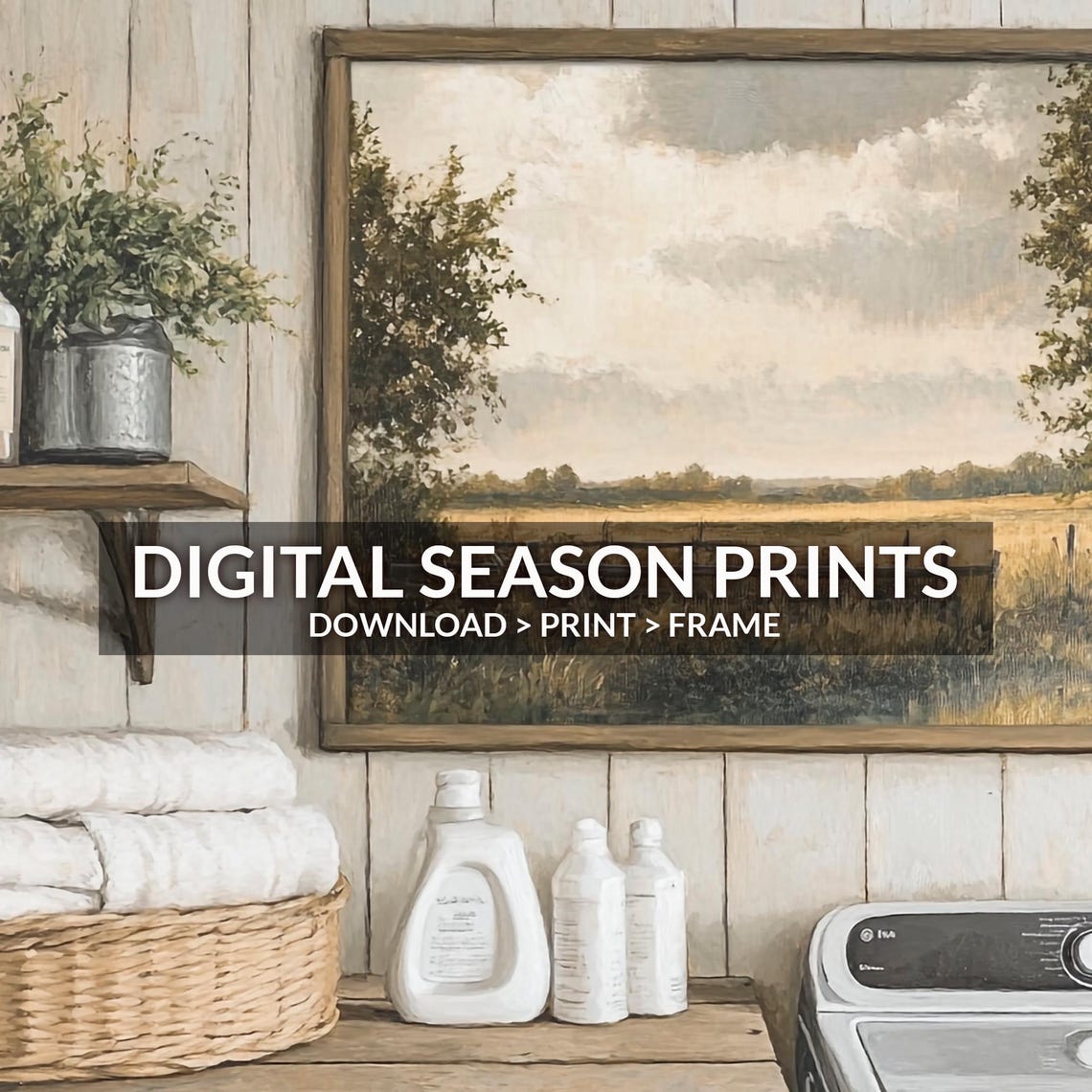 Farmhouse Laundry Room Washing Machine Framed Landscape Poster - Image 6