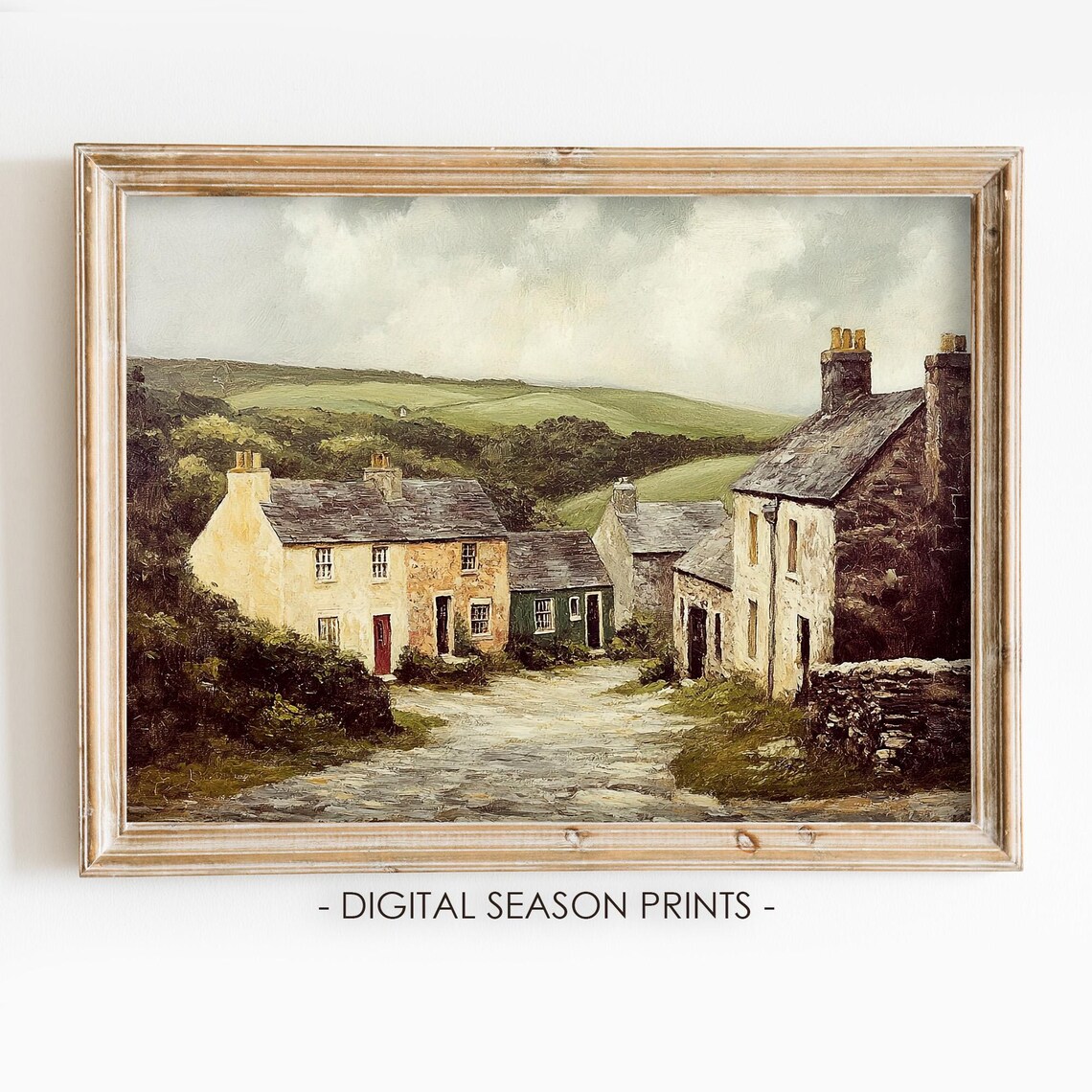 Old Stone Cottages Rustic Village Valley Vintage Countryside Art Print